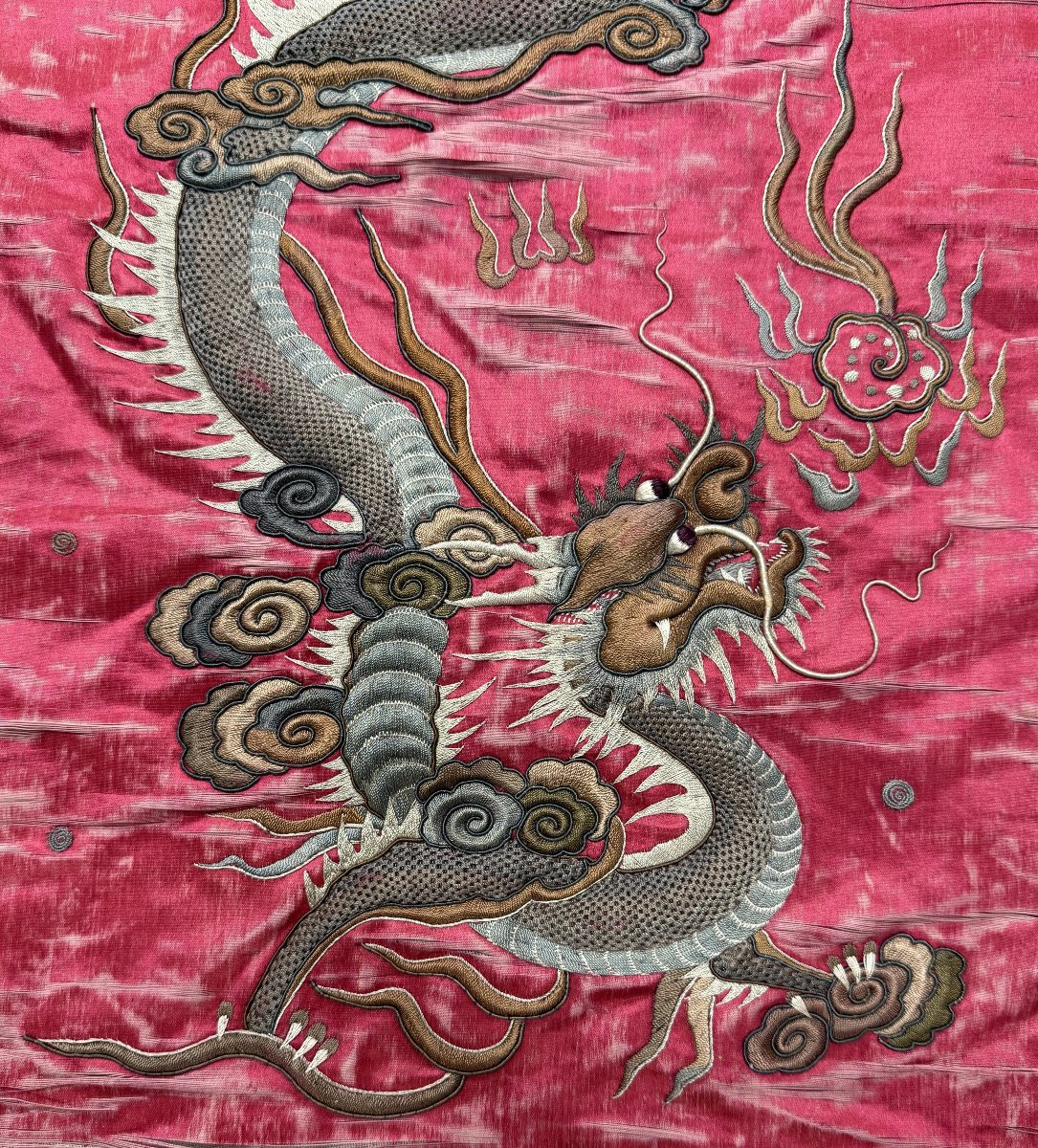 Coppia di Pannelli in Seta con Temi Orientaleggianti - Cina XIX Secolo-photo-4